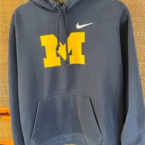 Nike Men's Navy Hoodie with Yellow Lettering